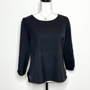 🍋 Sunny Leigh • Women’s Black Bow 3/4 Sleeve Blouse - Size Small